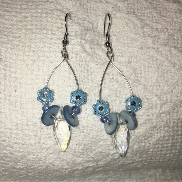 Crystal earrings in blue Custom Crafted - Picture 1 of 4